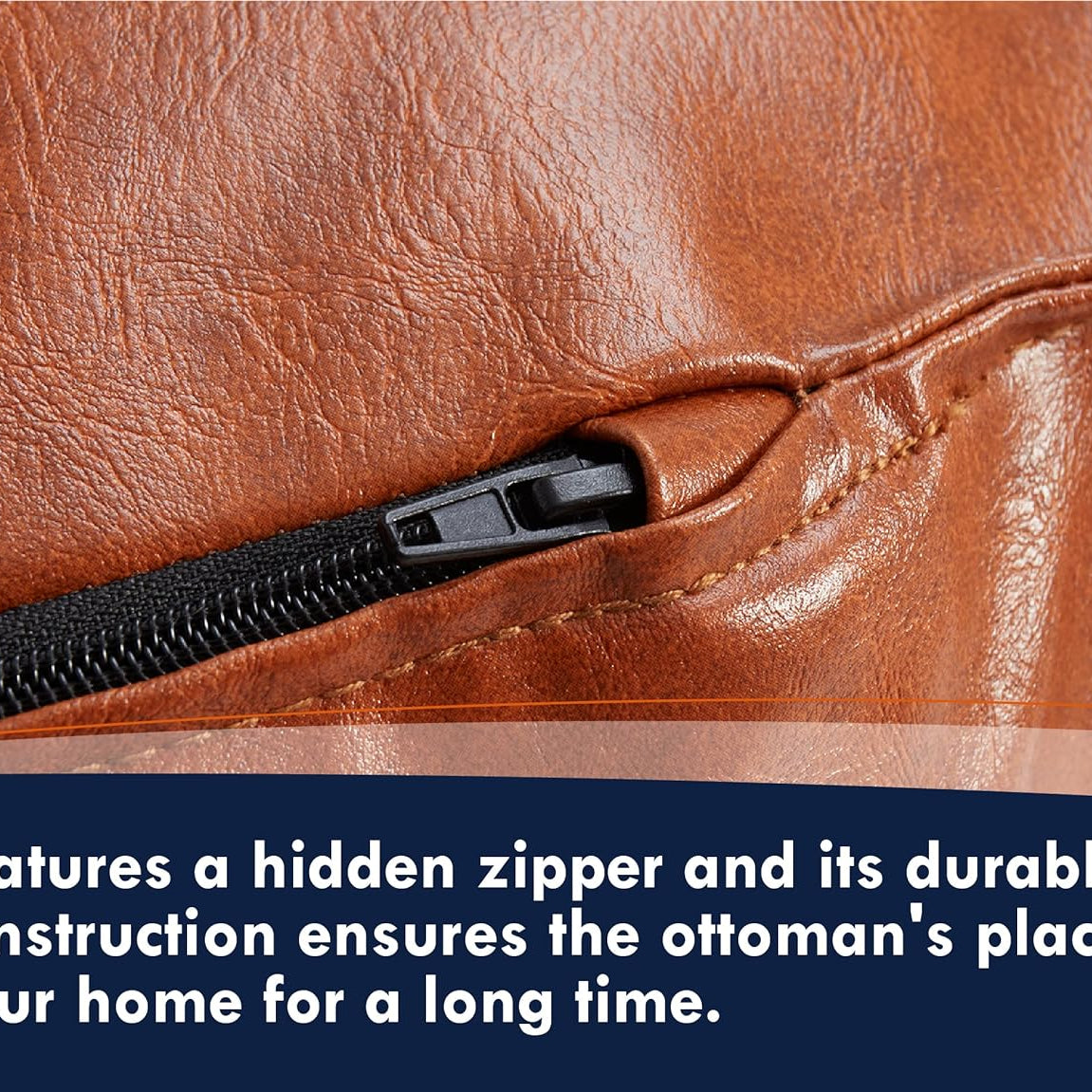 Premium Square Leather Pouf - Five Color Variations