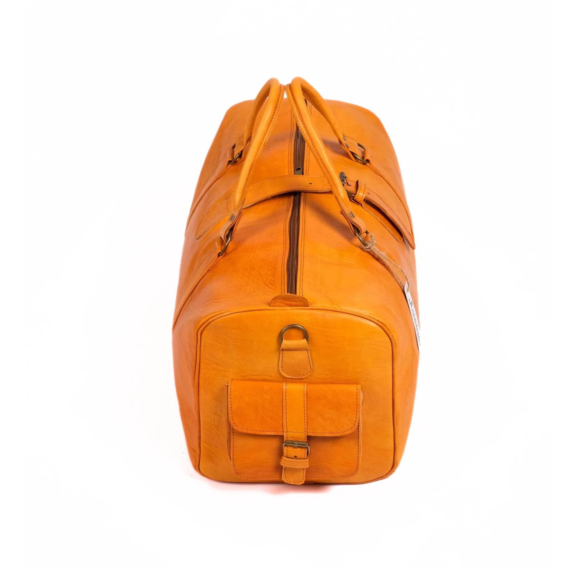 Leather Duffel Bag, Weekender Mustard Leather Travel Bag