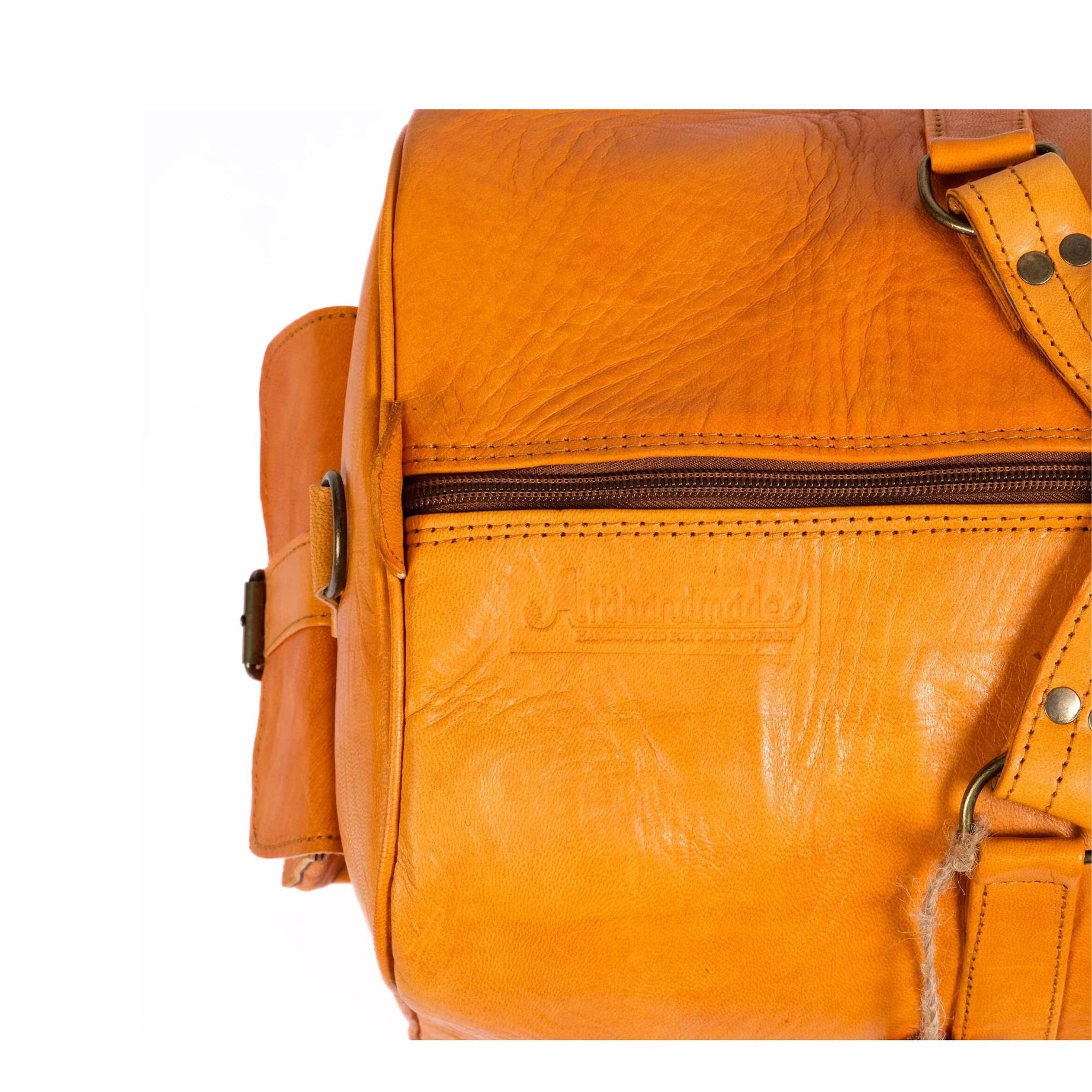 Leather Duffel Bag, Weekender Mustard Leather Travel Bag