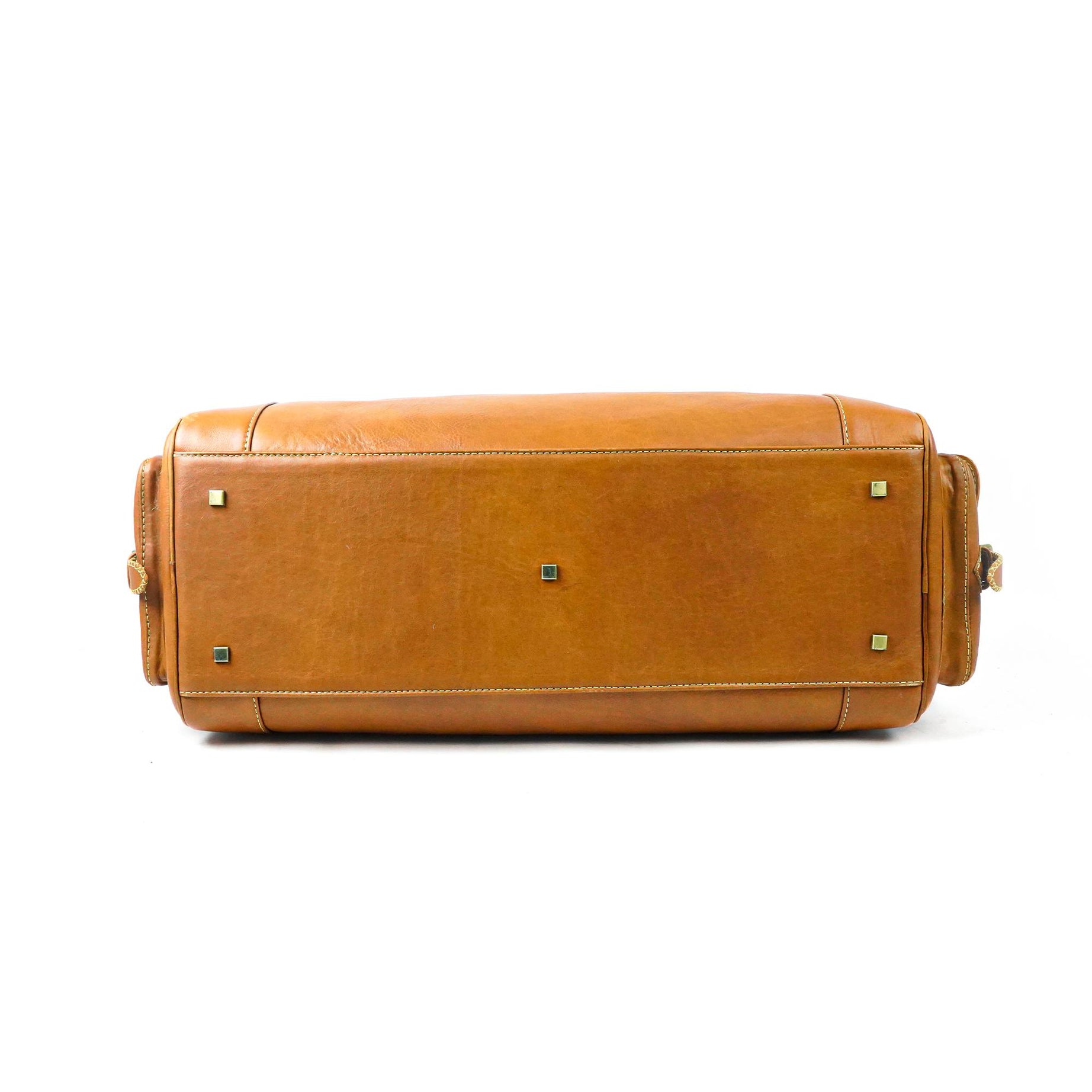 Hand Stitched Vintage Cognac Travel Leather Bag