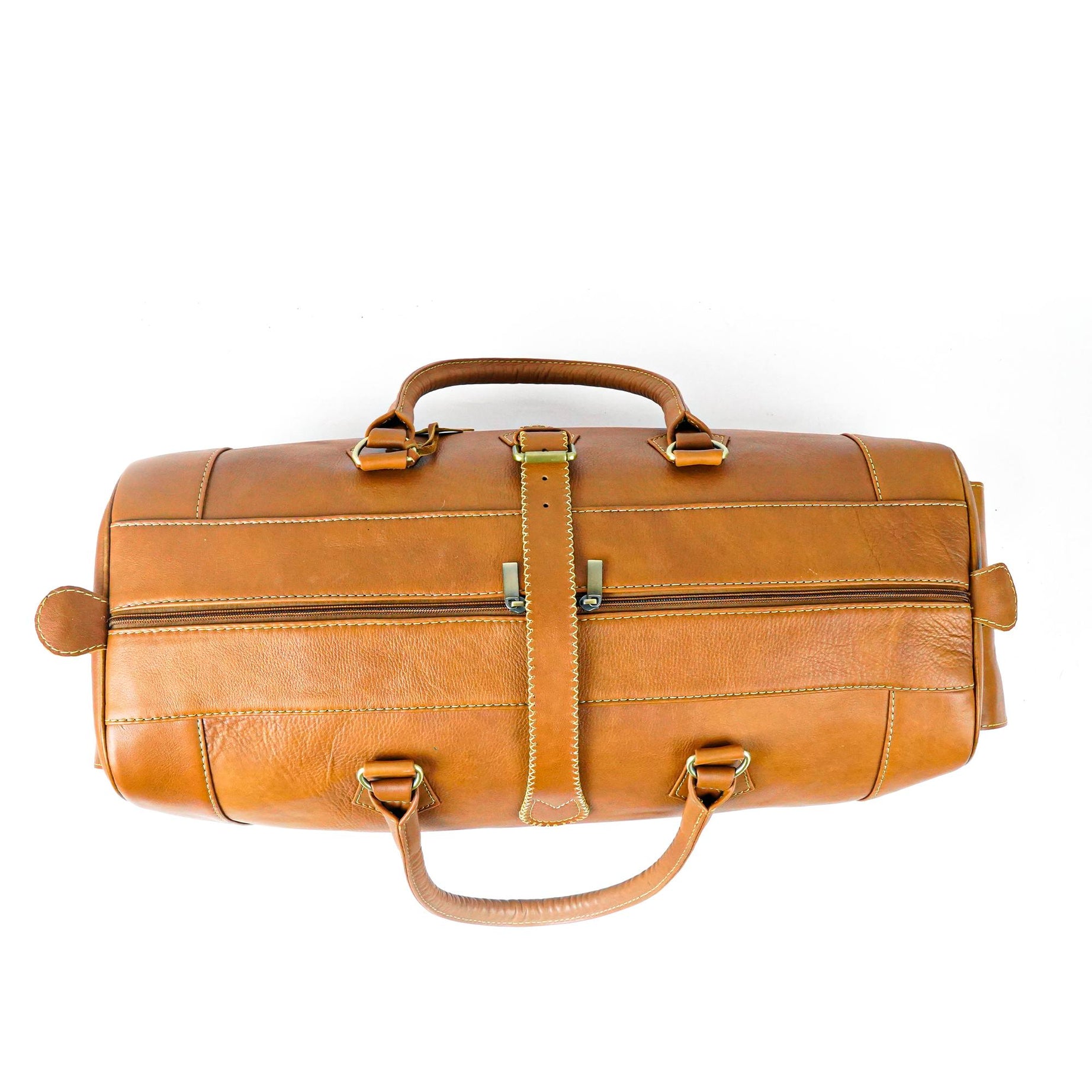 Hand Stitched Vintage Cognac Travel Leather Bag