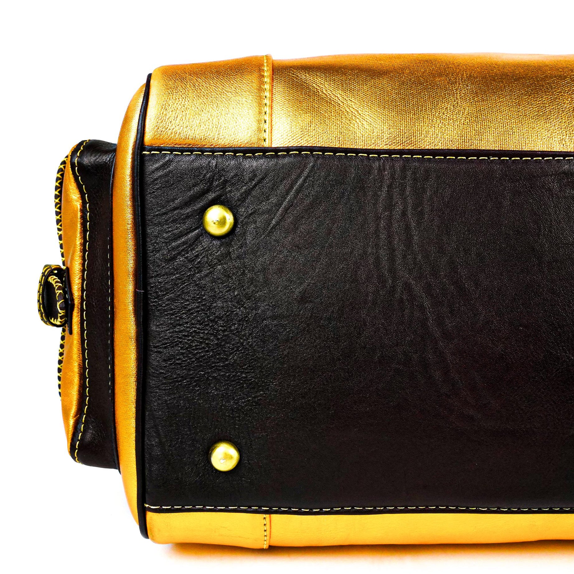 Hand Stitched Vintage Gold Travel Leather Bag