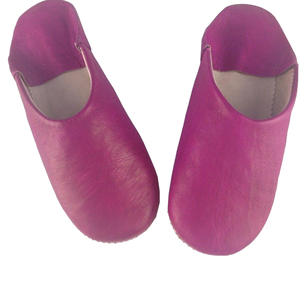 Moroccan Leather Slipper Fushia Color - marrakechcraft