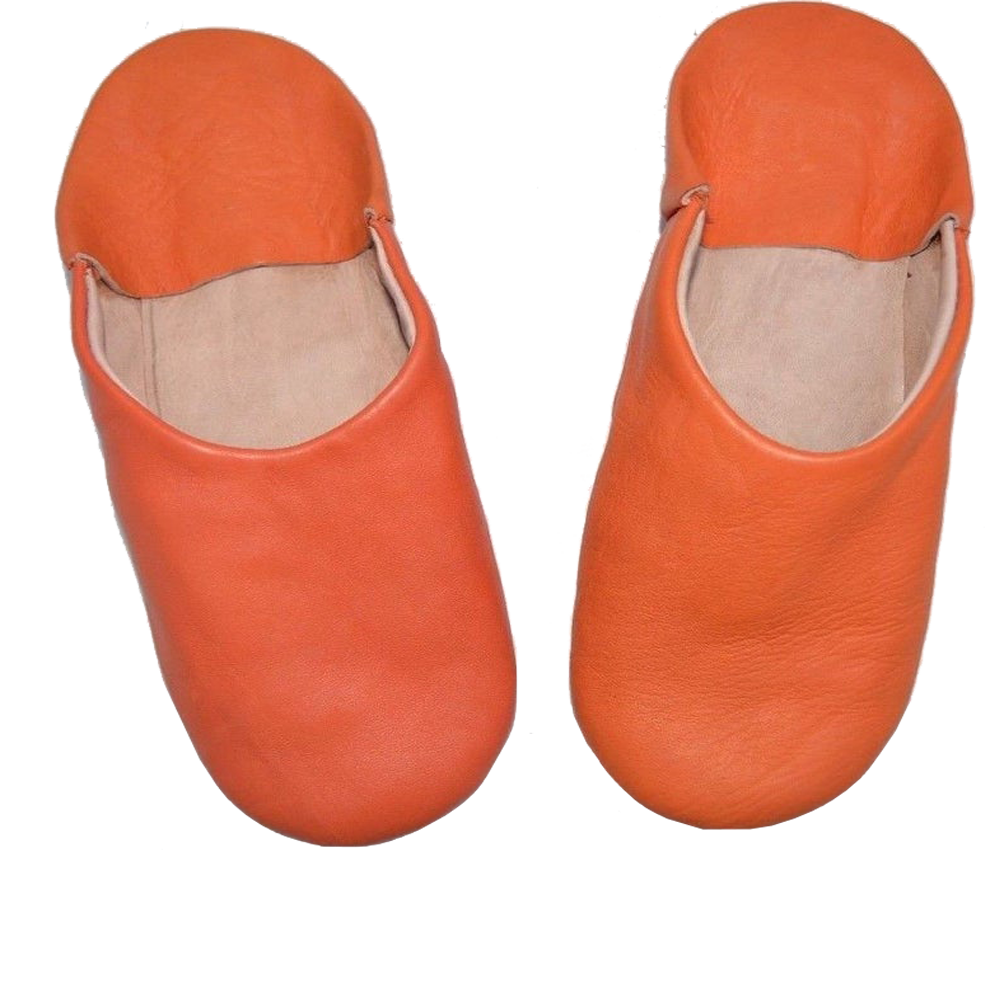 Moroccan Leather Slipper Orange Color - marrakechcraft