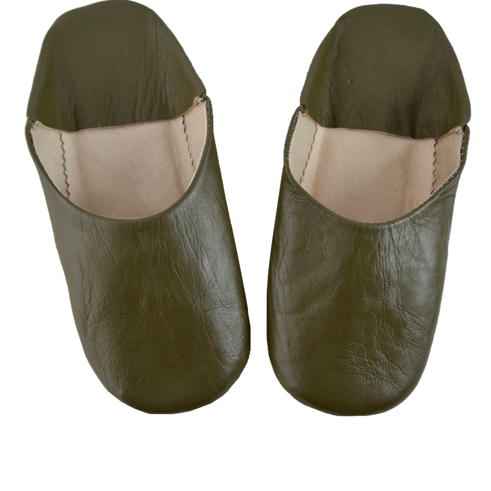 Moroccan Leather Slipper Dark Green Color - marrakechcraft
