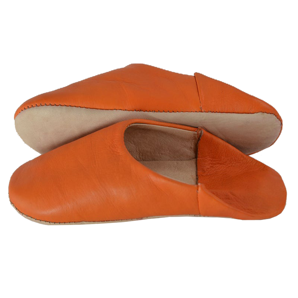 Moroccan Leather Slipper Orange Color - marrakechcraft