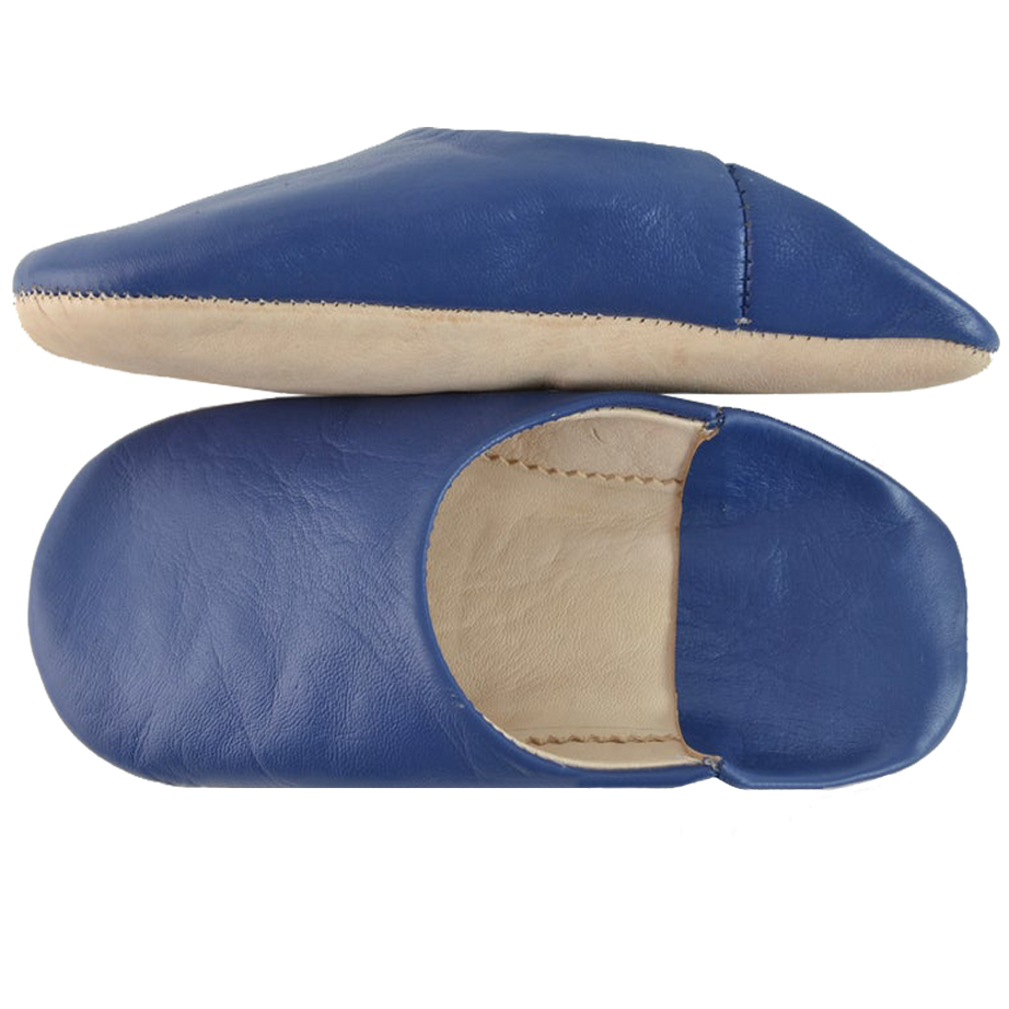 Moroccan Leather Slipper Blue Color - marrakechcraft