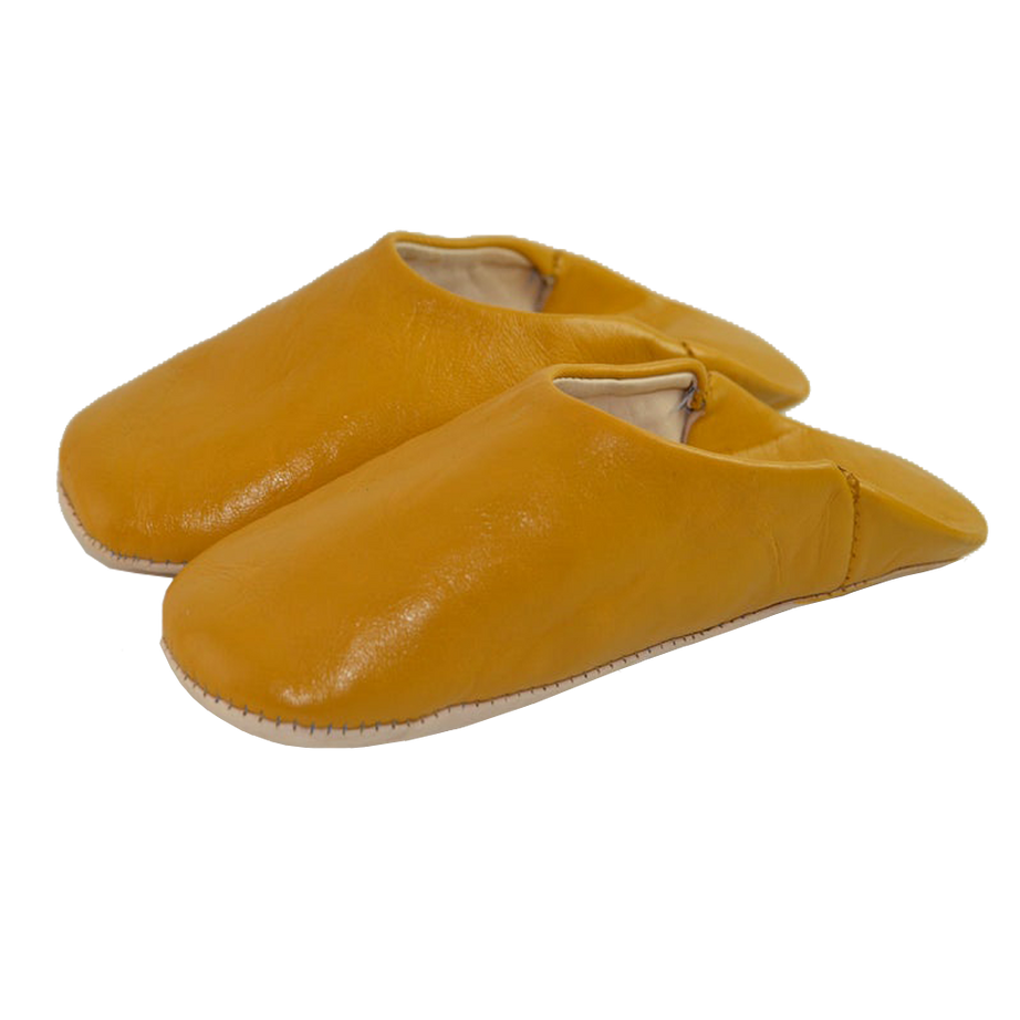 Moroccan Leather Slipper Mustard Color - marrakechcraft
