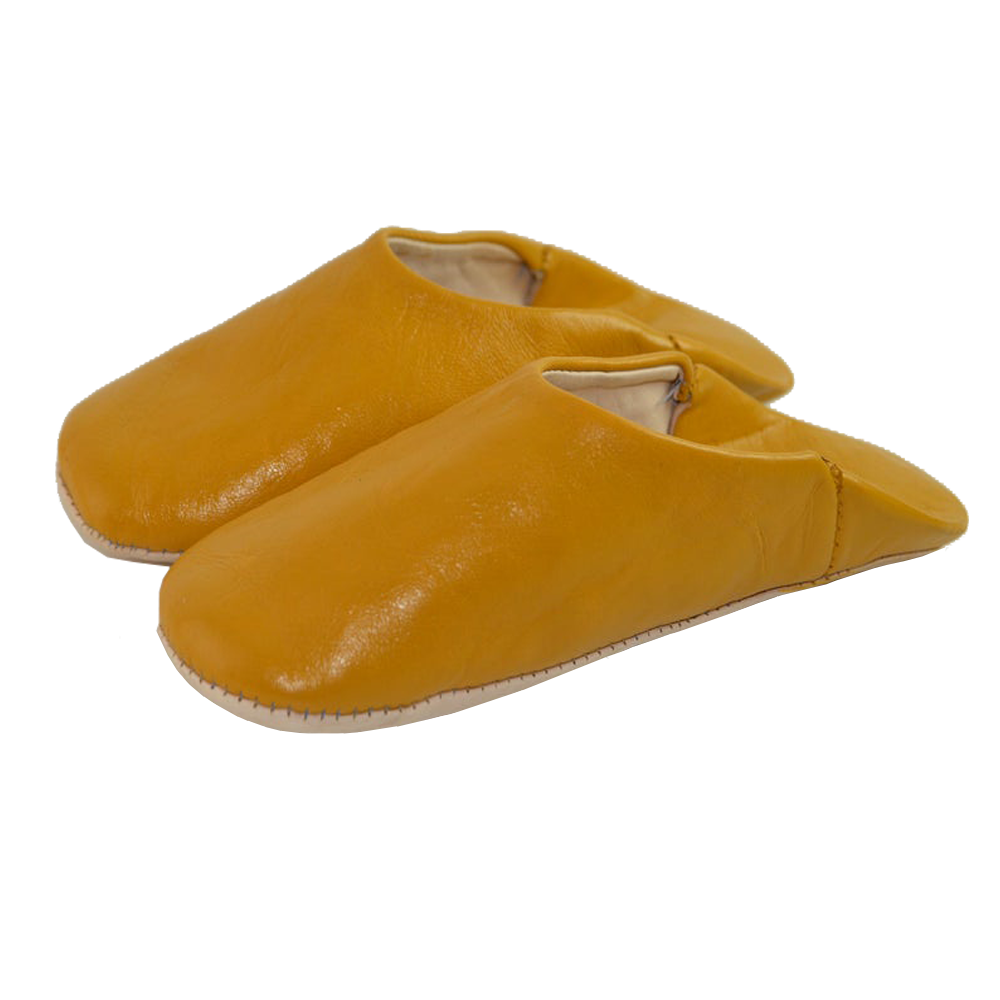 Moroccan Leather Slipper Mustard Color - marrakechcraft