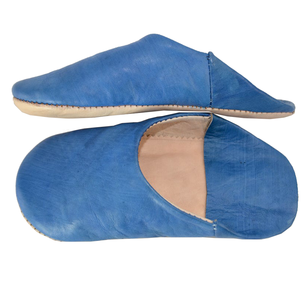 Moroccan Leather Slipper royal blue color - marrakechcraft