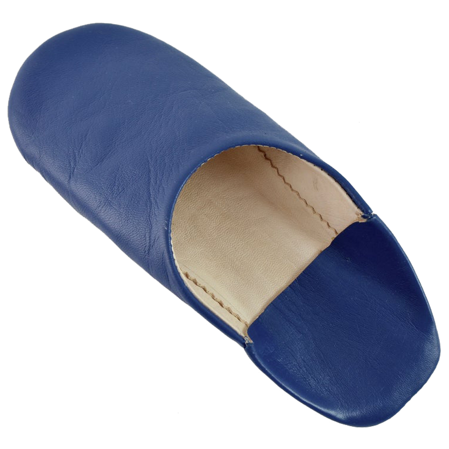 Moroccan Leather Slipper Blue Color - marrakechcraft