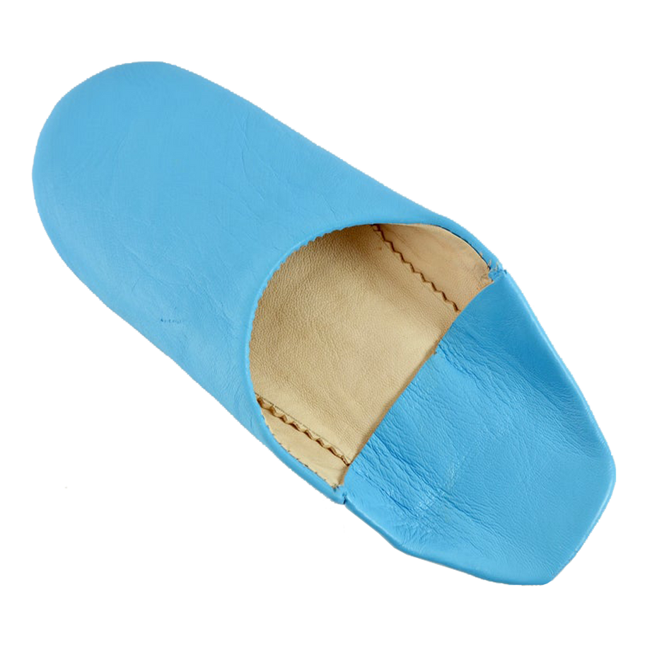 Moroccan Leather Slipper Blue Sky Color - marrakechcraft