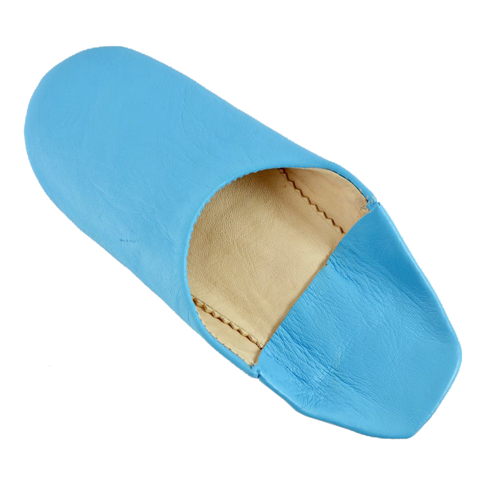 Moroccan Leather Slipper Blue Sky Color - marrakechcraft