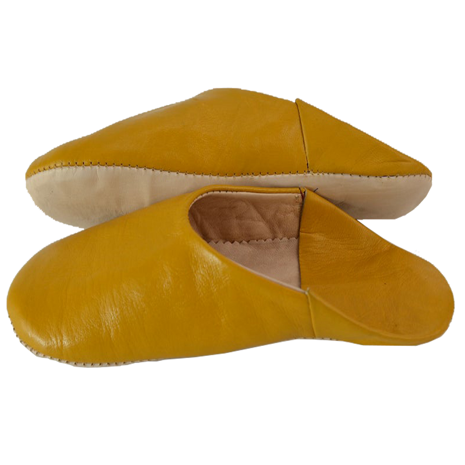 Moroccan Leather Slipper Mustard Color - marrakechcraft