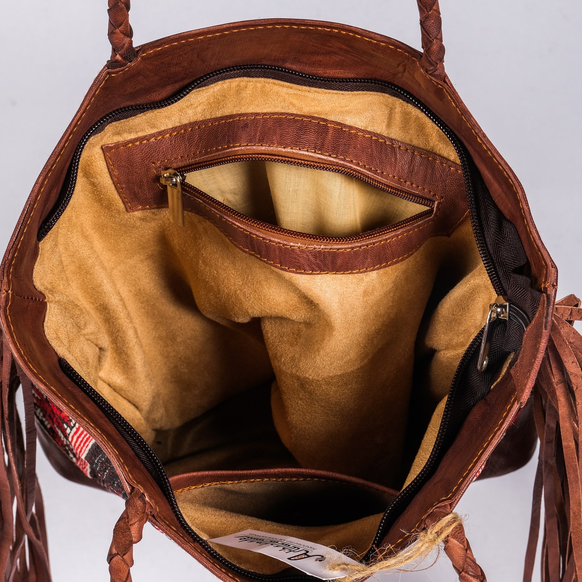 Leather Tote Bag, Leather Fringed bohemian Shoulder Bag