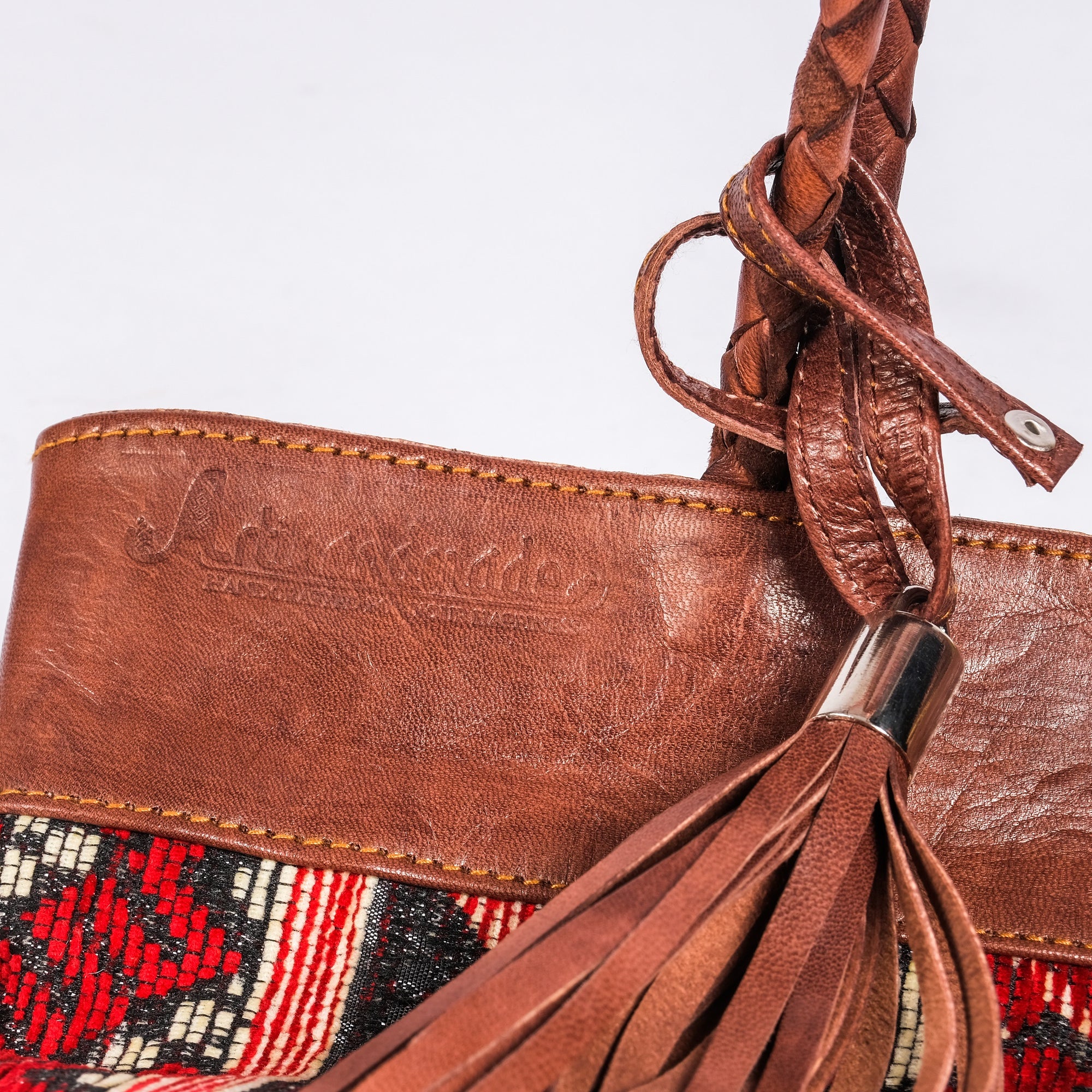 Leather Tote Bag, Leather Fringed bohemian Shoulder Bag