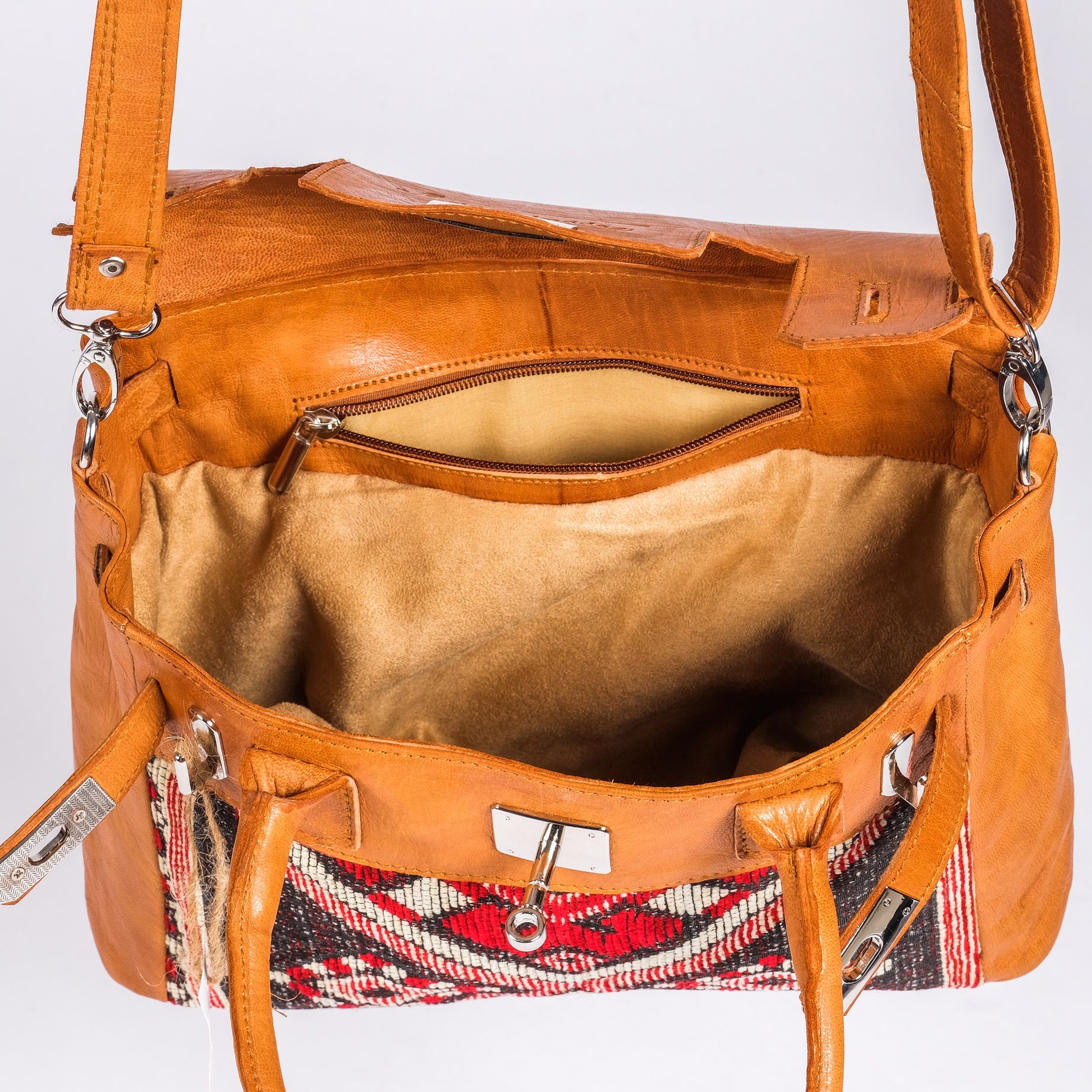 Women's Leather Tote Bag - bohemian style