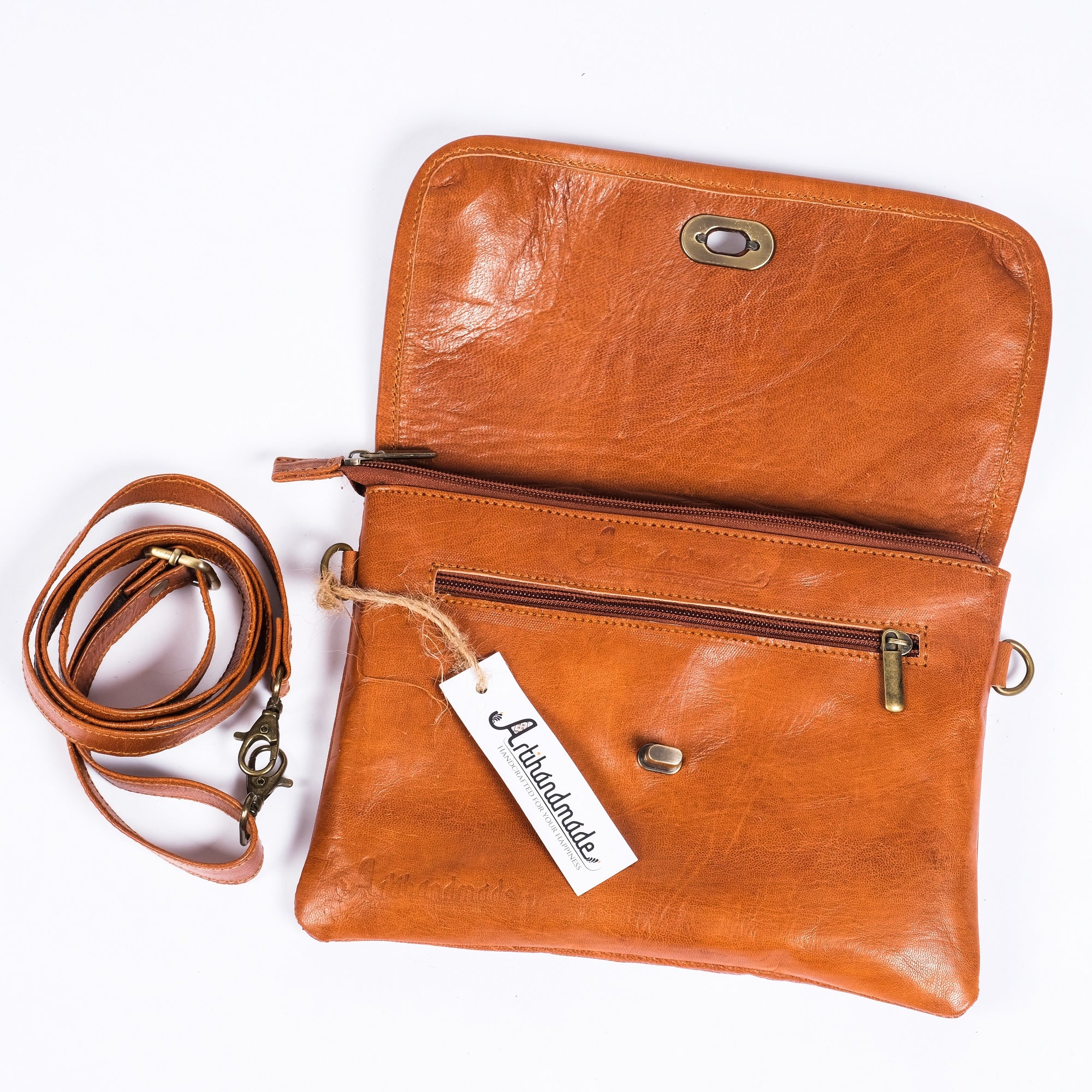 Women's Leather Tote Bag - bohemian style With crossbody Sling Bag