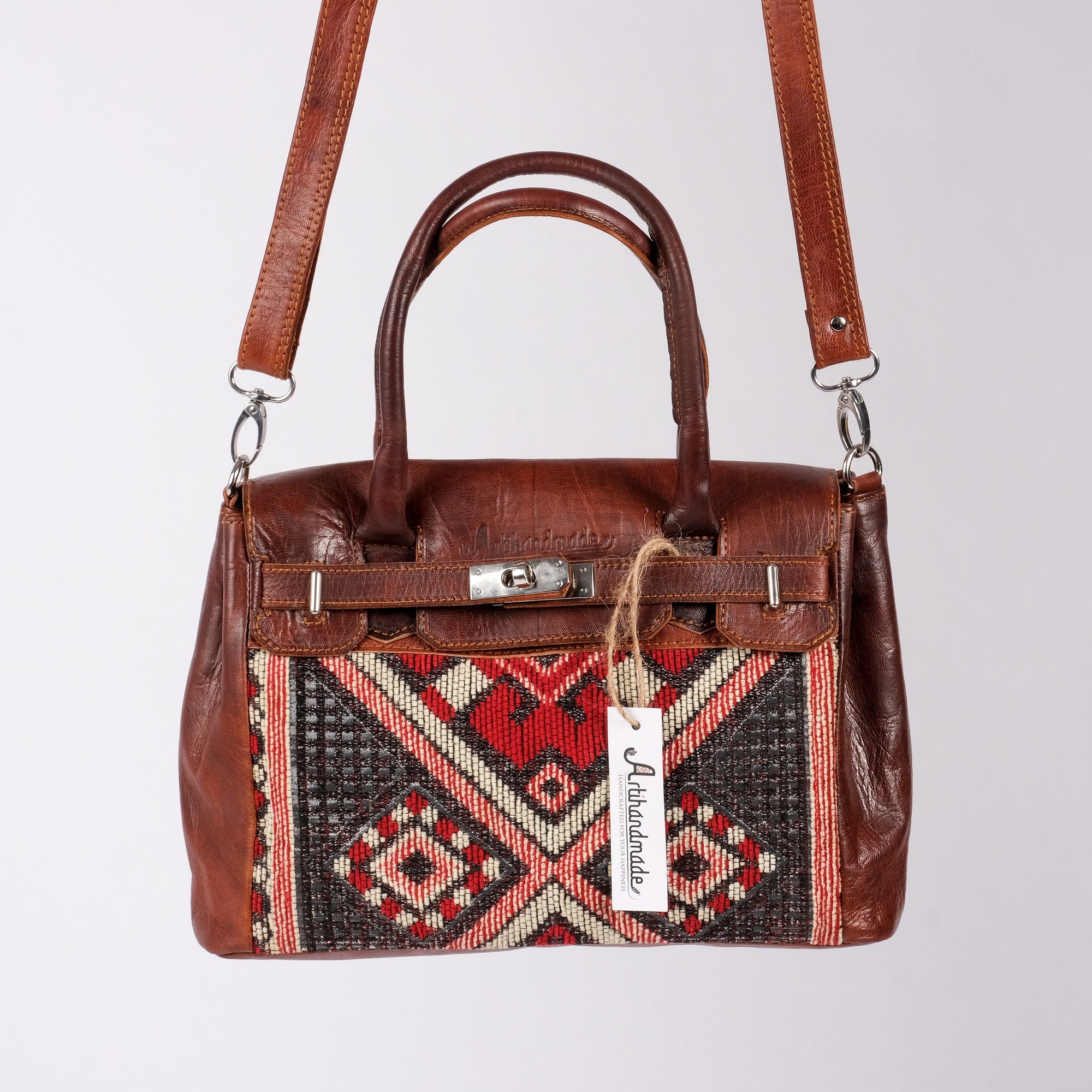 Women's Leather Tote Bag - bohemian style