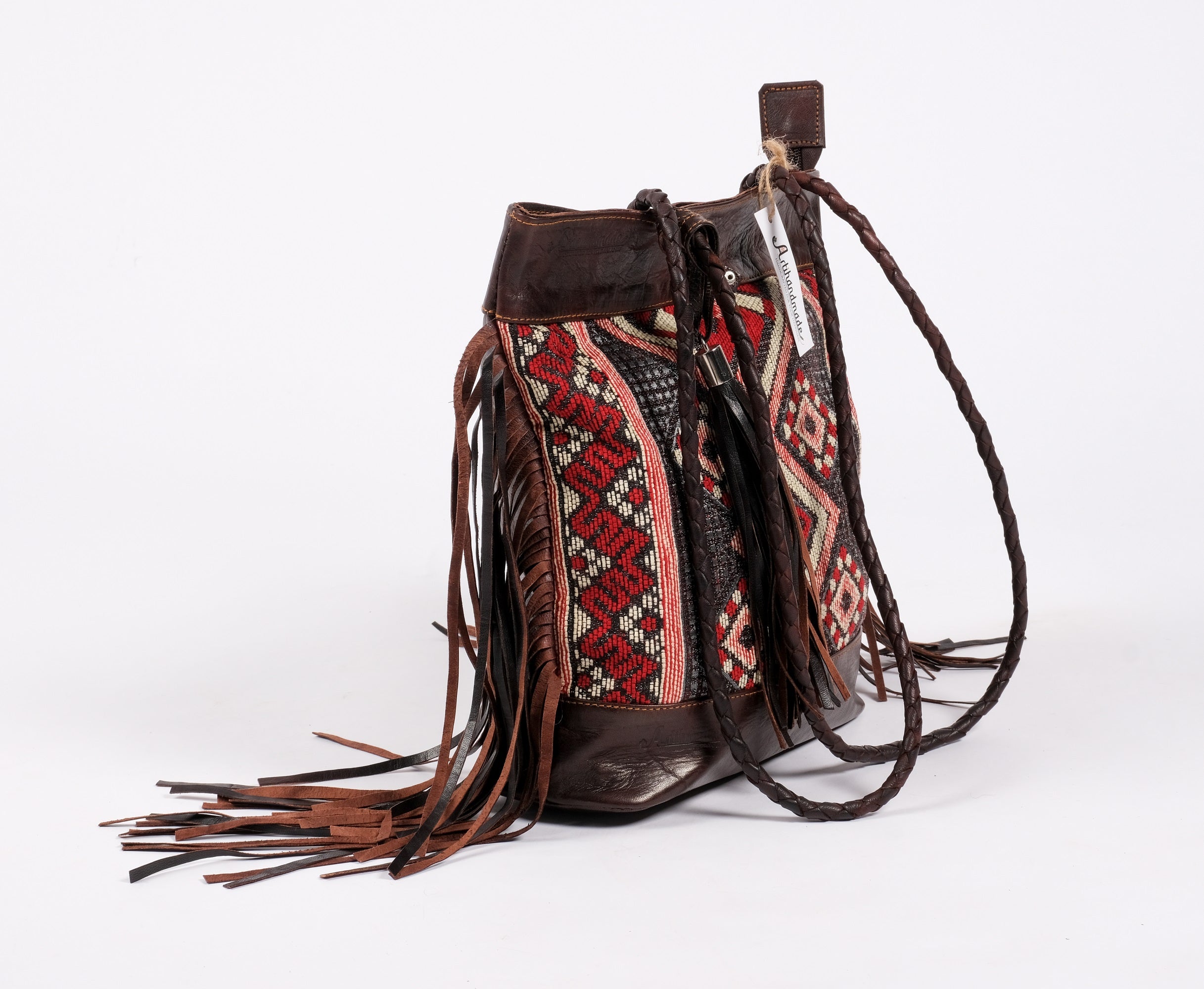 Leather Tote Bag, Leather Fringed bohemian Shoulder Bag