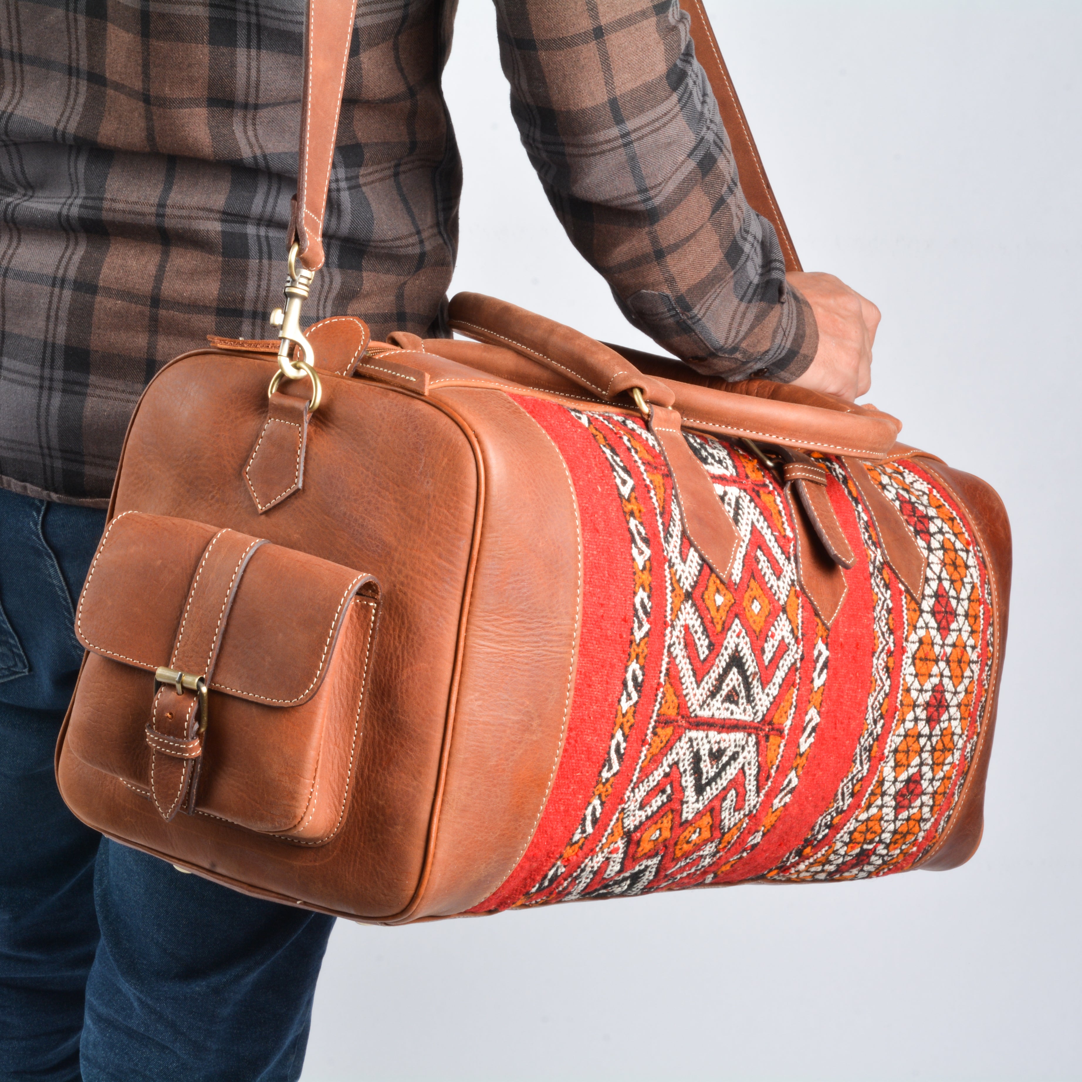 Hanbal Kilim Travel Bag Brown, Duffel Bag, Luxury Travel Bag