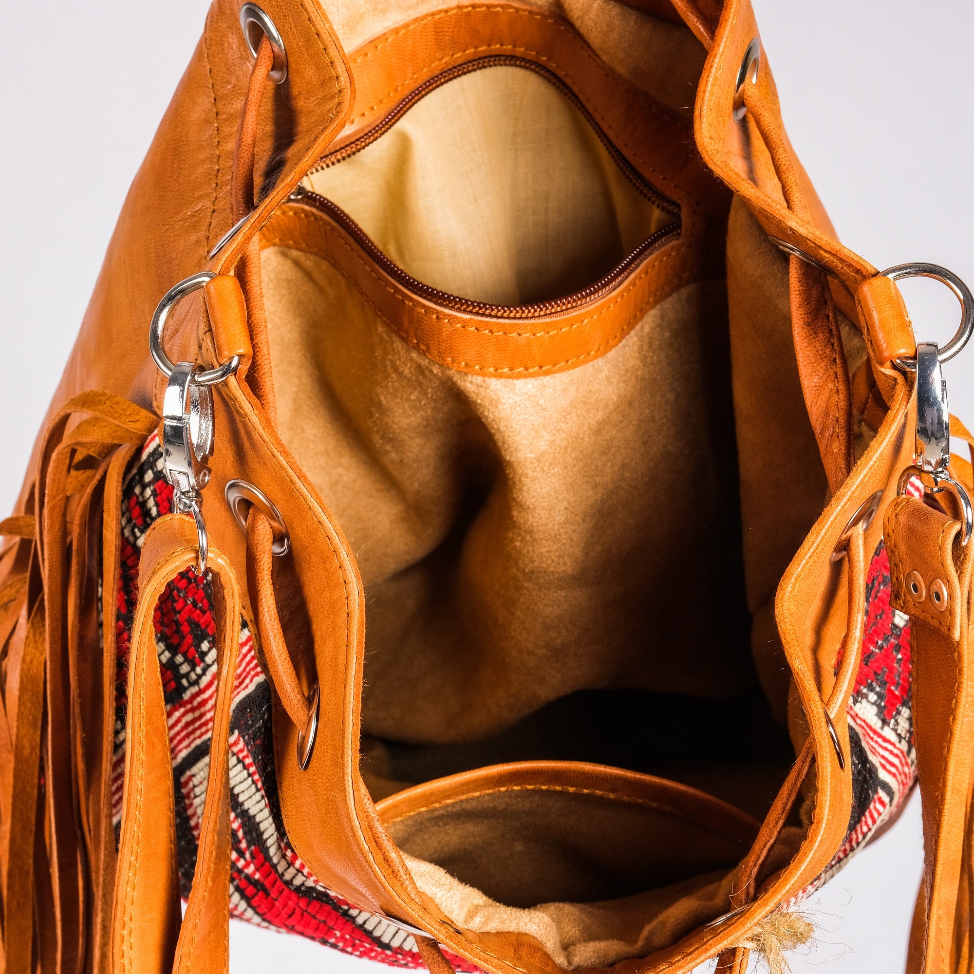 Vintage Tote Bag, Leather Fringed bohemian Shoulder Bag