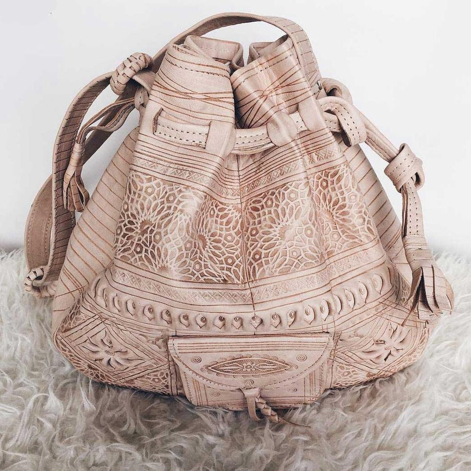 Handmade moroccan Boho Soulder Bag Natural - artihandmade